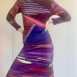 SALE: Christian Lacroix Purple and Pink Abstract Skirt image 2