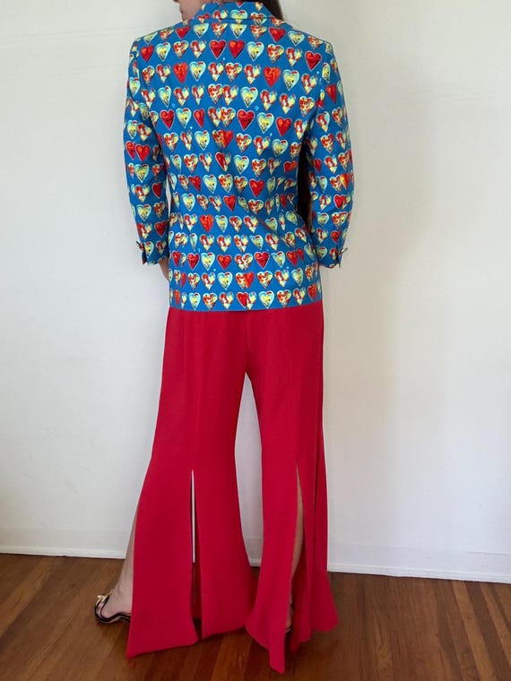 Red Split Leg Flared Trousers - image 3