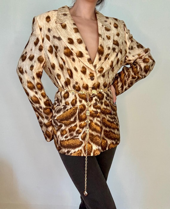 Vintage ESCADA Silk and Wool Animal Printer Blazer