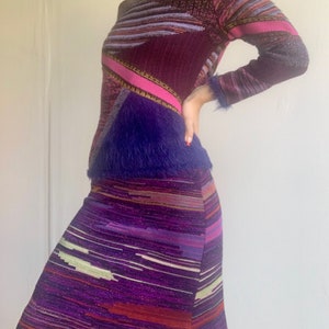 SALE: Christian Lacroix Purple and Pink Abstract Skirt image 3