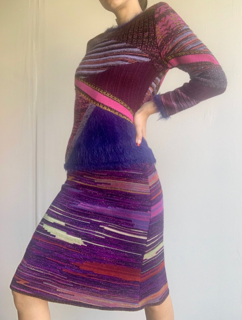 SALE: Christian Lacroix Purple and Pink Abstract Skirt image 3