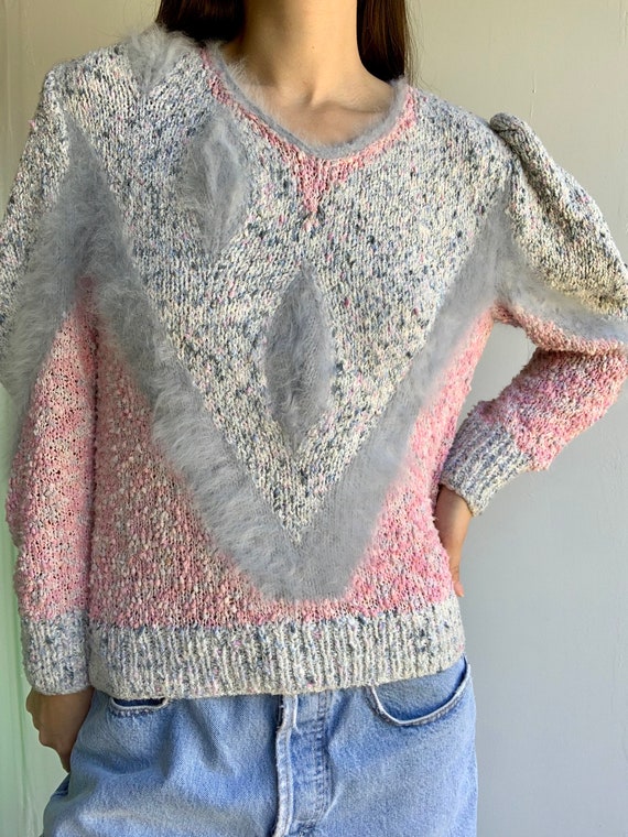 Betty Bardovi Handmade Knit Puff Sleeve Sweater w… - image 2