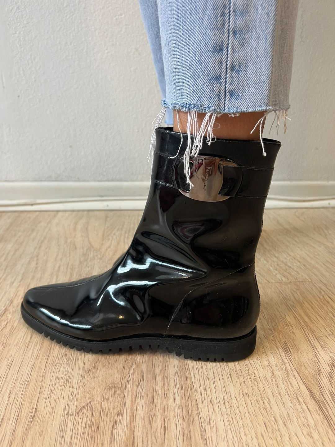【FERRAGAMO】 Fulvio Ankle Boots Salvatore Ferragamo Fulvio Men's Black Leather Zip Boots