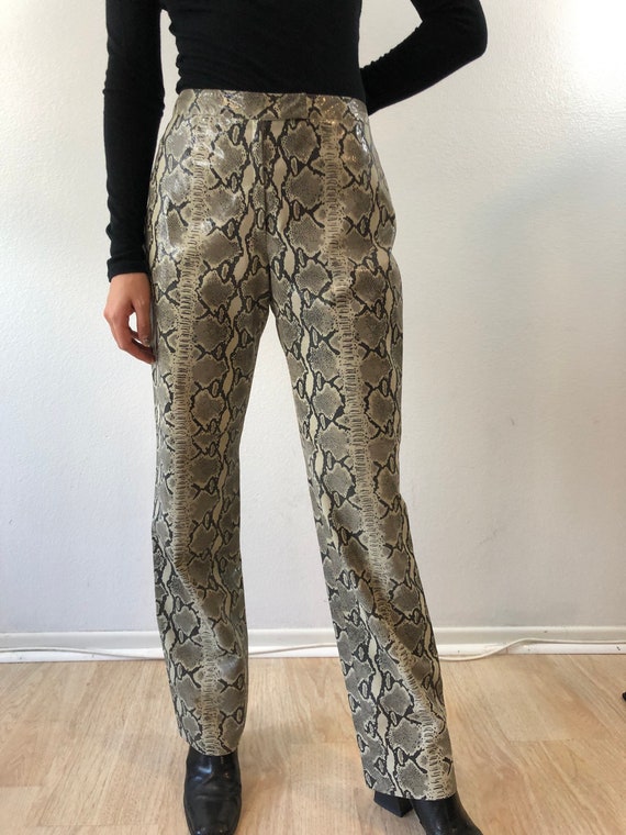 Vintage Python Printed Leather Pants