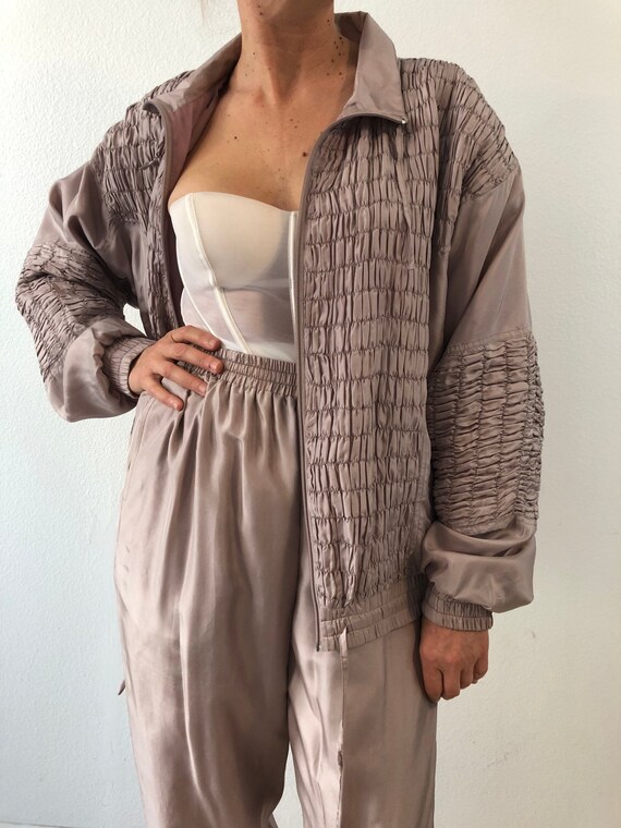 Vintage Oleg Cassini Silk Lavender Truck Suit