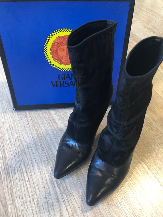 Vintage Gianni Versace Black Ankle Boots - image 2