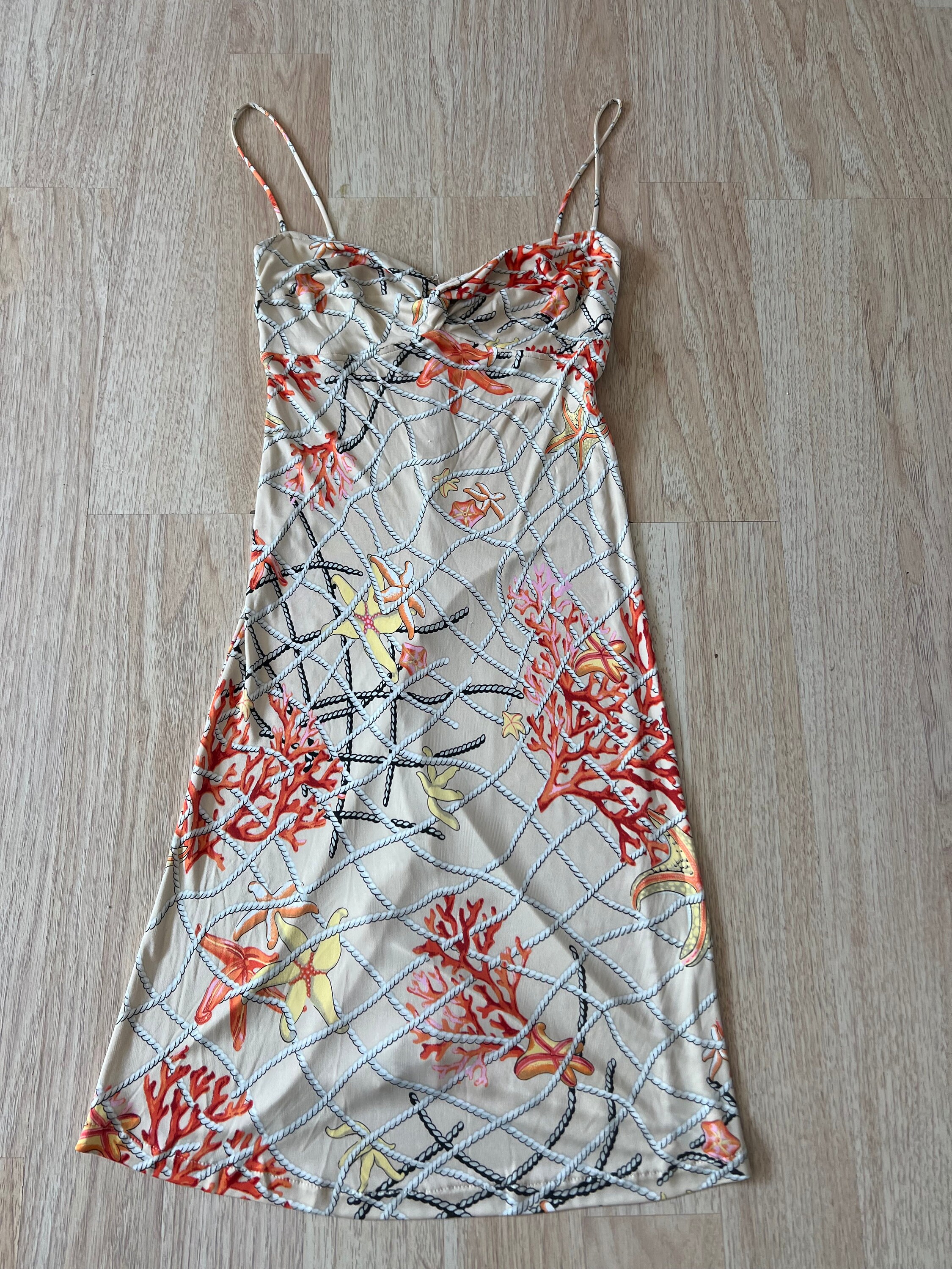 1210623 Coral Patterned Shirt Dress