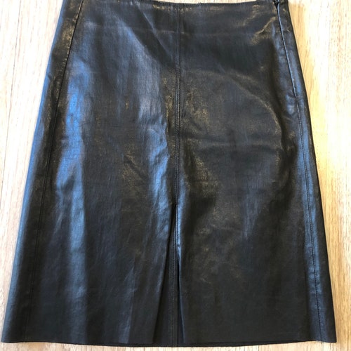Vintage Ddd shops LAB Black Stretchy Leather Skirt