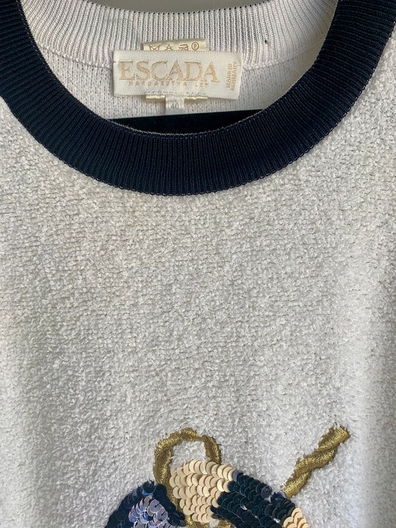 Escada Sequin Sailor Graphic Terrycloth Sweatshirt - image 6