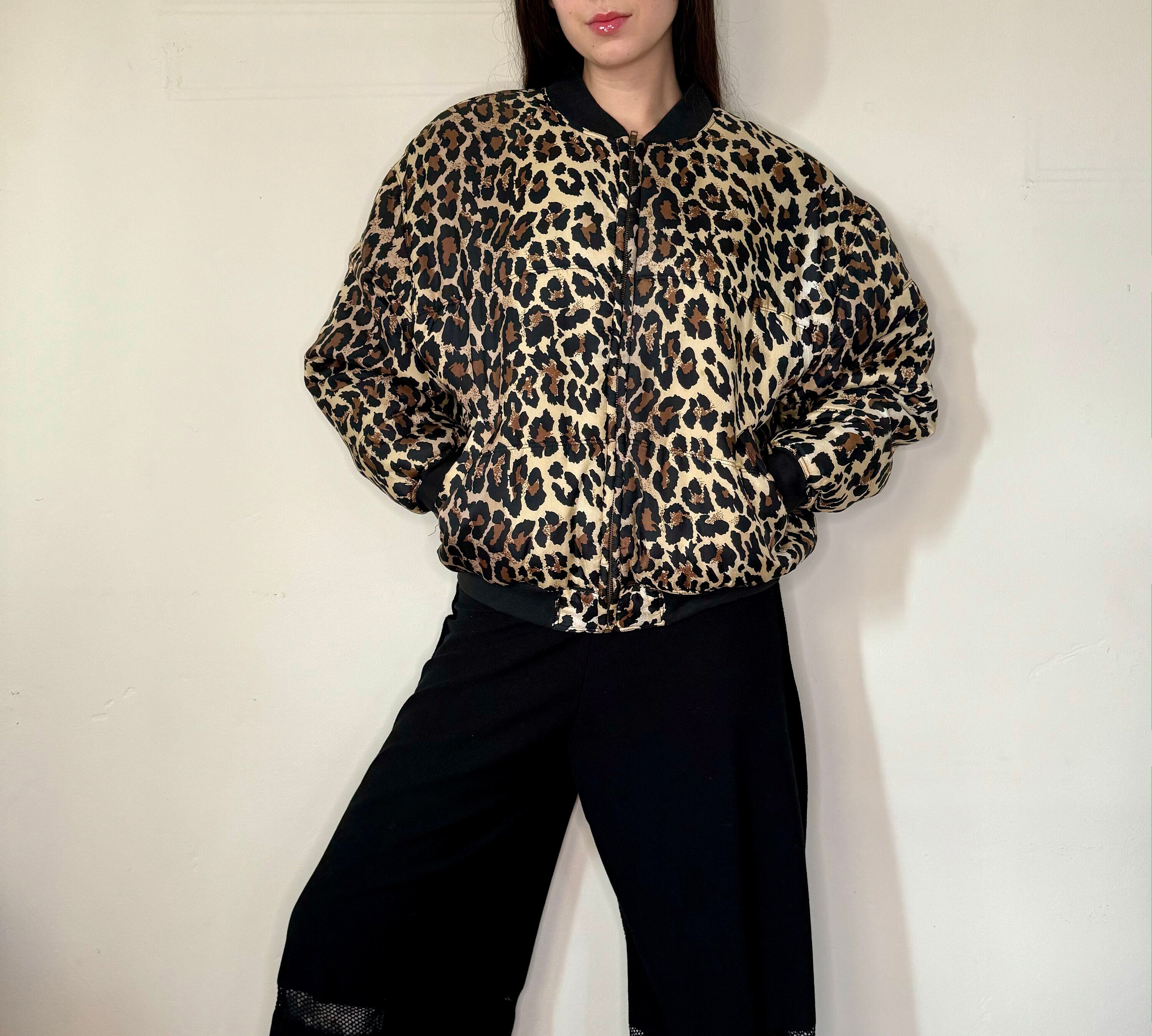 Giubbotto bomber leopardato vintage anni '90 Italia