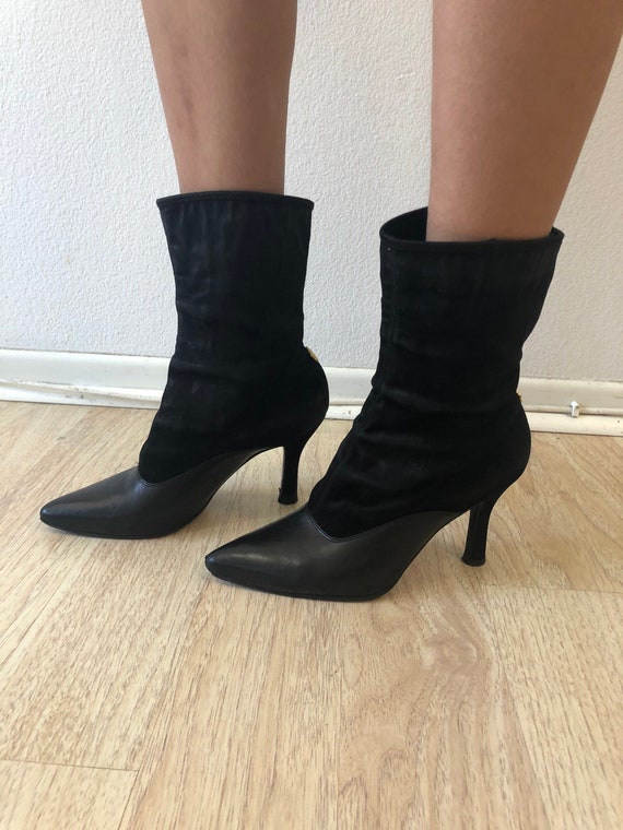 Vintage Gianni Versace Black Ankle Boots - image 1