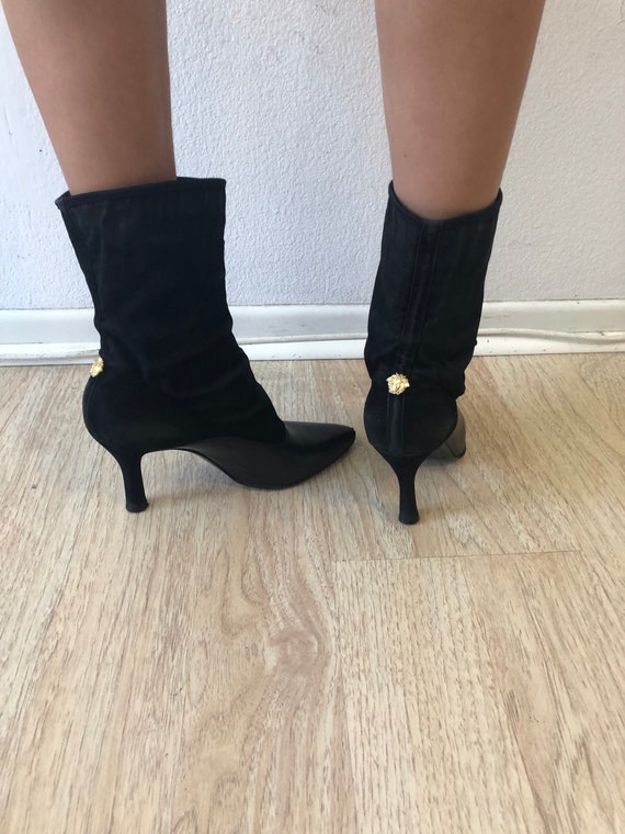 Vintage Gianni Versace Black Ankle Boots - image 5