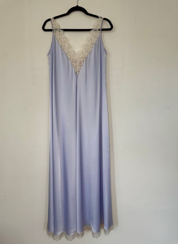 Vintage 60's LUCIE ANN Blue V Neck Nightgown with… - image 5