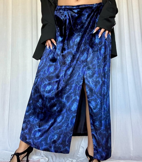 Alberta Ferretti, Vintage 90’s Alberta Ferretti Blue Printed Skirt