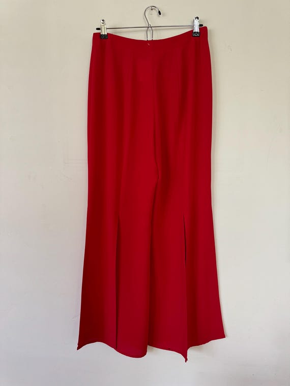 Red Split Leg Flared Trousers - image 9