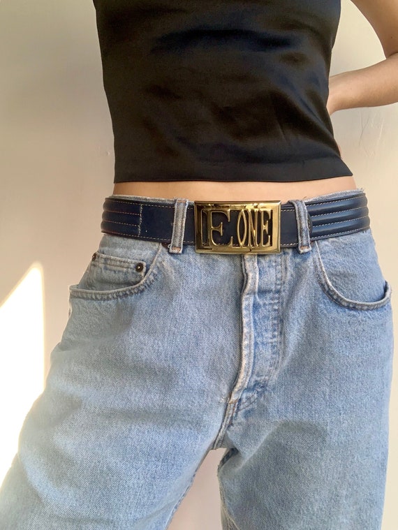 ESCADA 80's Belt with Gold E ONE Buckle - image 1