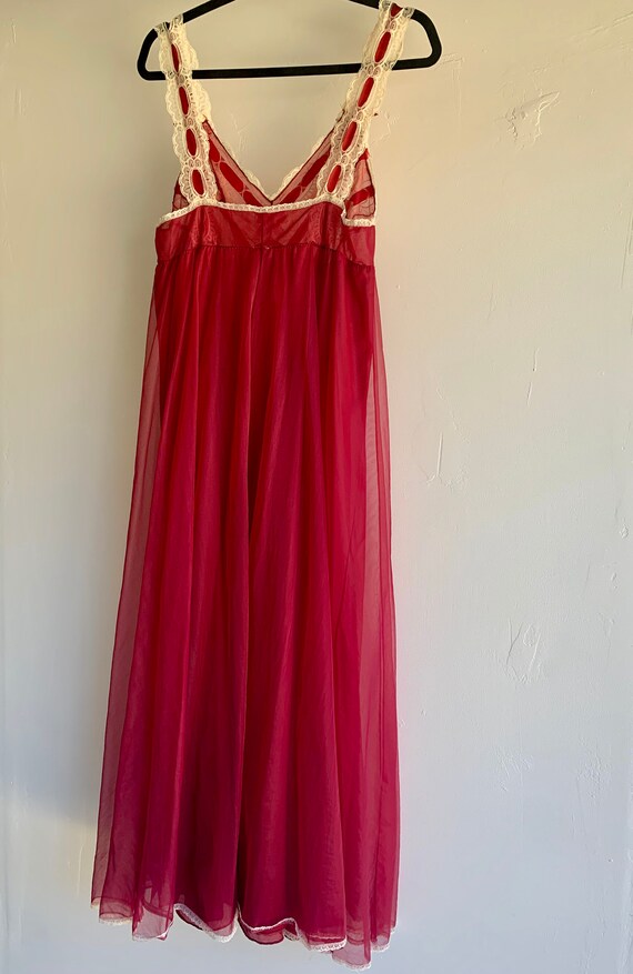 Vintage 60's Saxon Red Lace Night Gown/Slip Dress - image 7