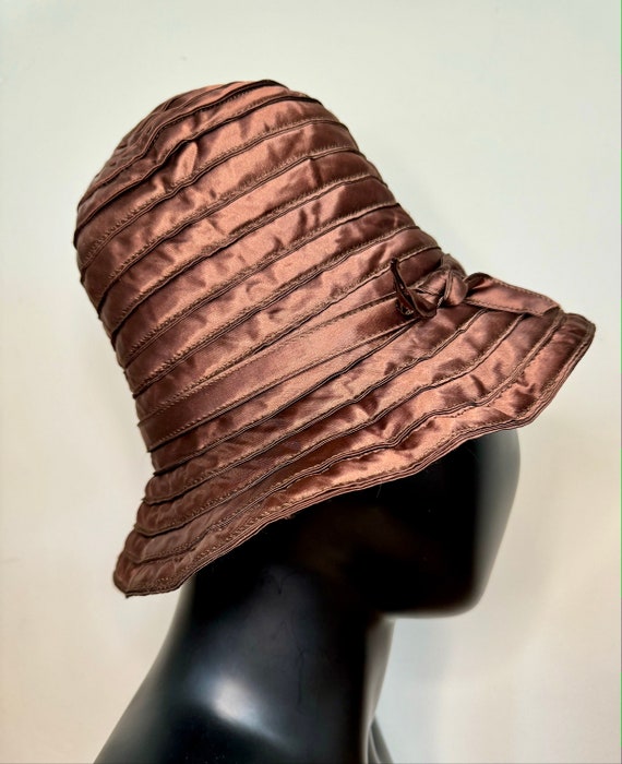 Vintage 90's Brown Tall Bucket Hat Made in France - image 6