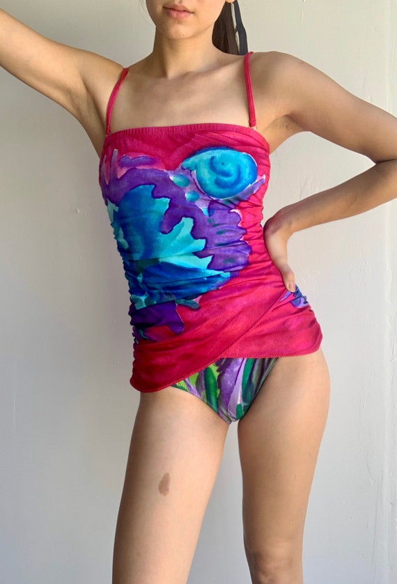 SALE: 80's  Gottex Colorful One Piece Swimsuit