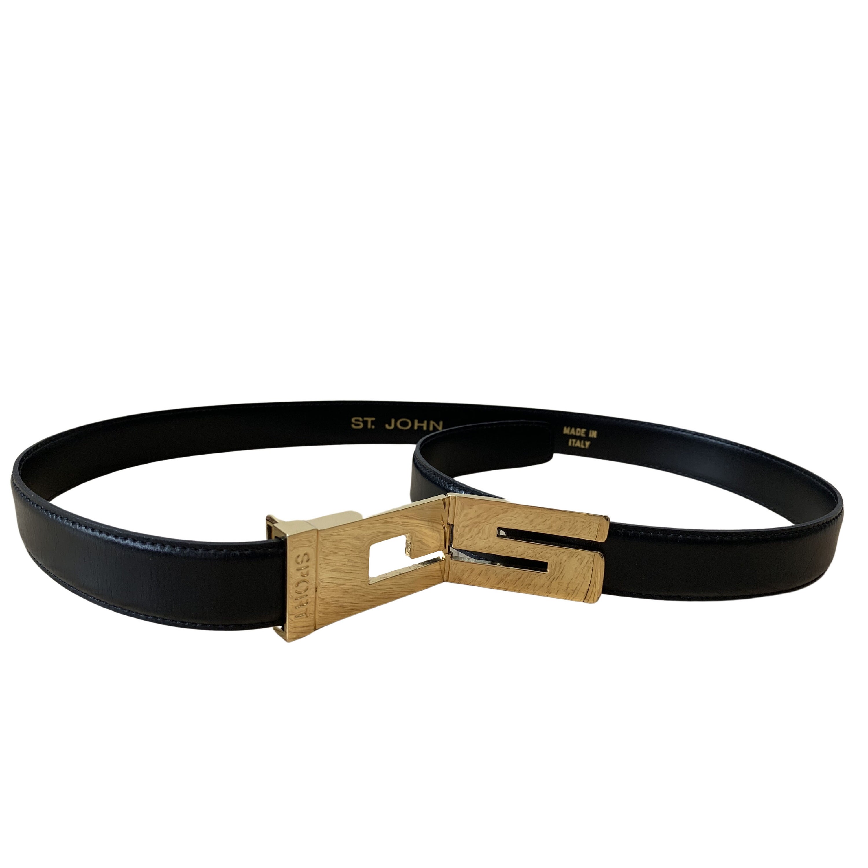Vintage 80s St. John Sport Black Leather Buckle Belt - Etsy display picture 1