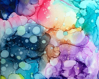 Original Artwork Alcohol Ink Painting on Yupo Original Artwork  COSMOS 11X14