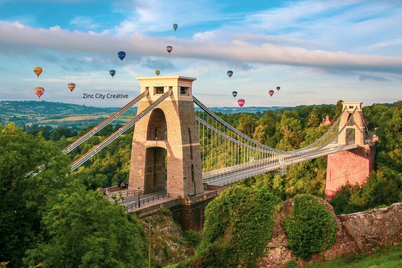 Bristol Print of Bristol Landmark Clifton Suspension Bridge Etsy