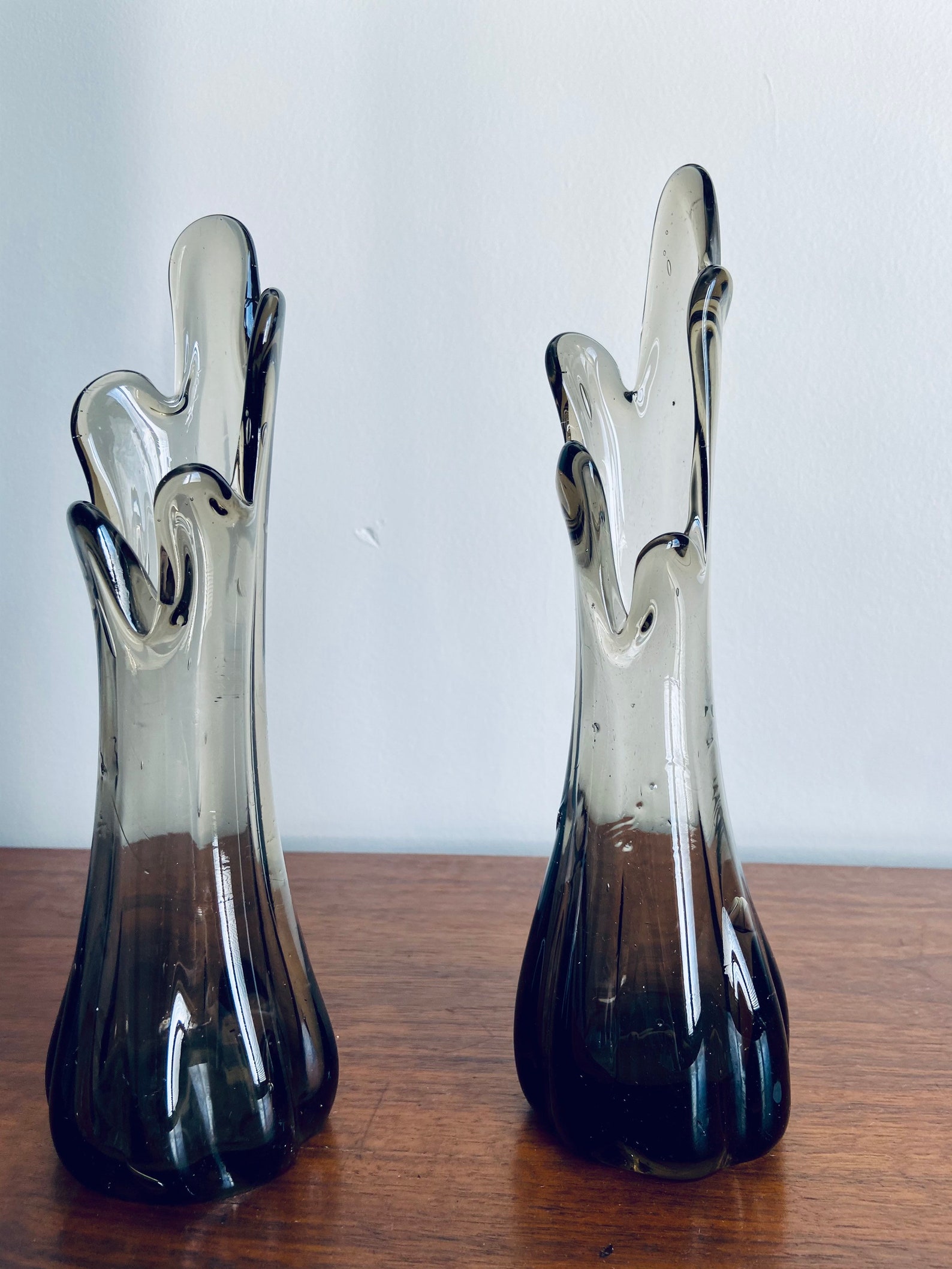 Viking Swung Bud Vase Smoke / Grey MCM Art Glass Vase Etsy