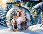 Christmas Photo Postcard Template: 5x7 Family Holiday Card PSD
