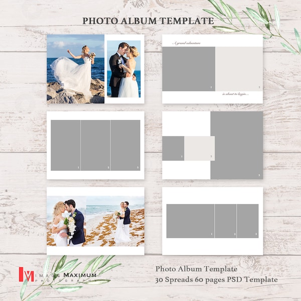 Wedding Photo Album Templates 14x11 Bride Groom Photoshop PSD Collage Wedding Templates for Photographers Family Album Templates