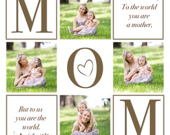 Muttertag Foto-Collage Vorlage Gold Ton 10x10 & 20x20 PSD