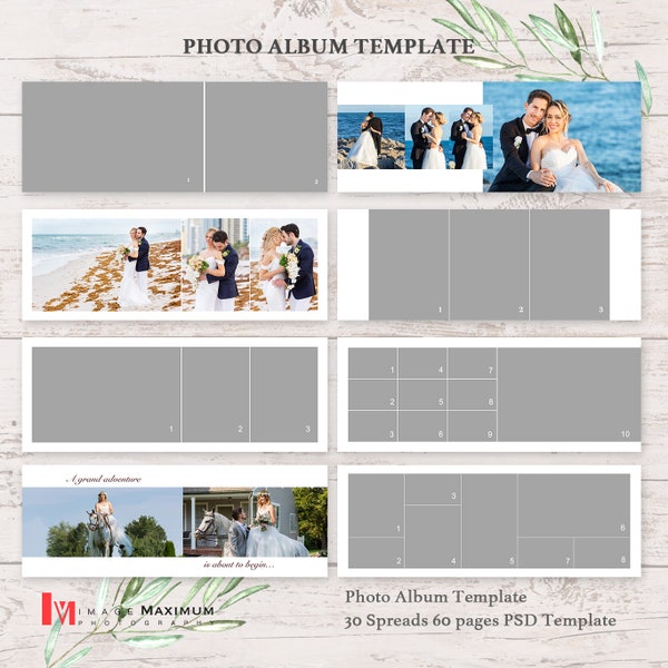 Wedding Photo Album Templates Bundle of 2 8x11 & 11x8 Photo Album Template Photoshop PSD Collage Wedding Bride Groom Templates Photographers