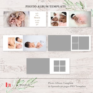 Newborn Photo Album Templates Bundle of 2 11x14  14x11  Photo Album Templates Photoshop PSD Collage Newborn Templates for Photographers