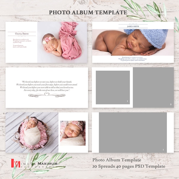 Newborn Photo Album Templates 10x10 Photoshop PSD Collage Newborn Templates for Photographers Family Album Templates