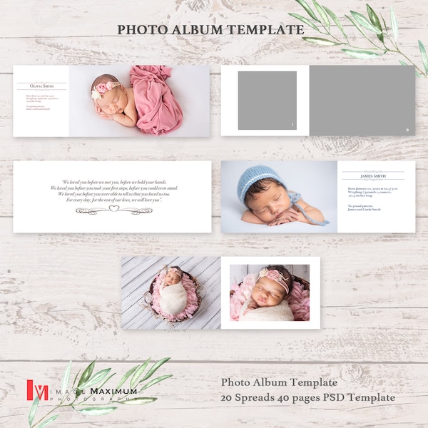 Photo Album Templates 6x8 Newborn Photo Album Templates Photoshop PSD Collage Newborn Templates for Photographers Family Album Templates
