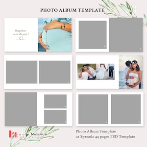 Plantillas para álbumes de fotos de maternidad 6x6 Photoshop PSD Collage Plantillas de maternidad para fotógrafos Plantillas para álbumes familiares