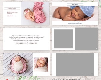 Neugeborenen Fotoalbum Vorlagen Quadratisch PSD Collage Digital Download Bundle mit 4