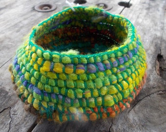crocheted basket made from silk and vintage rayon 15% off