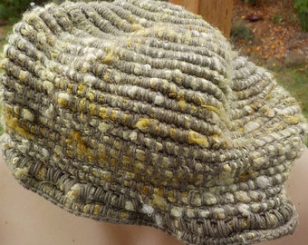crocheted slouch beanie made from banana fibre and bamboo yarn