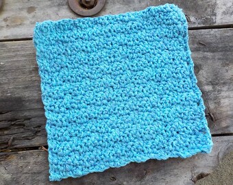 Square crochet washcloth in sky blue cotton 15% OFF!!