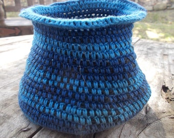 Crocheted pot made from cotton yarns. ON SALE