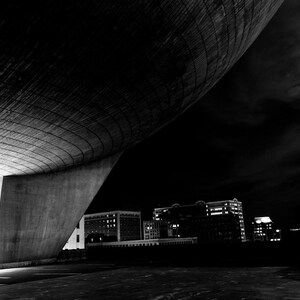 Feeling Small - Albany NY Black and White Photography Print, Wall Art, Moon, Architecture, EyeWasHere