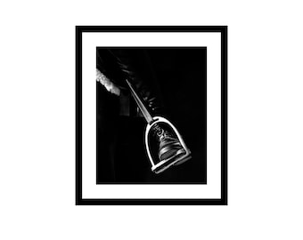 Boot & Stirrup, Horse Photography, Wall Art, Equestrian, Equine, Home Decor, Black and White