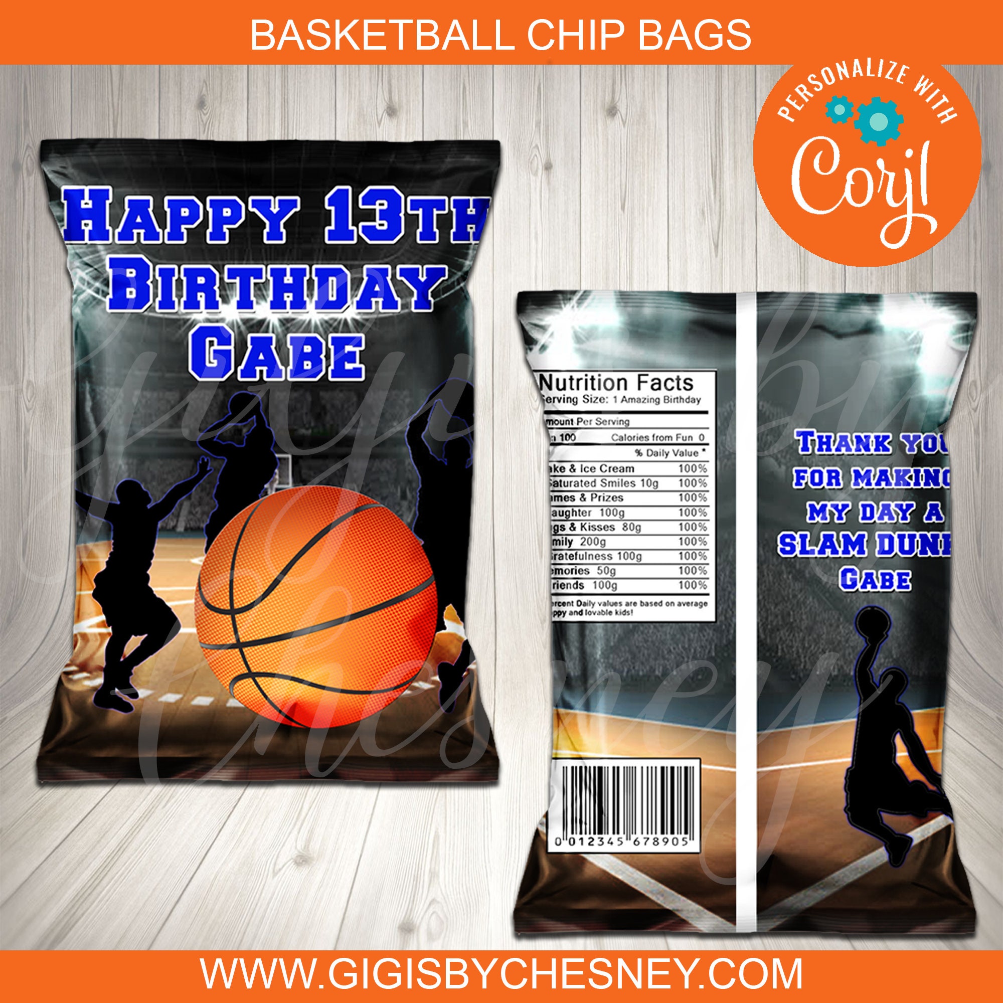 Basketball Chip Bags Treat Bags Basketball Party Etsy