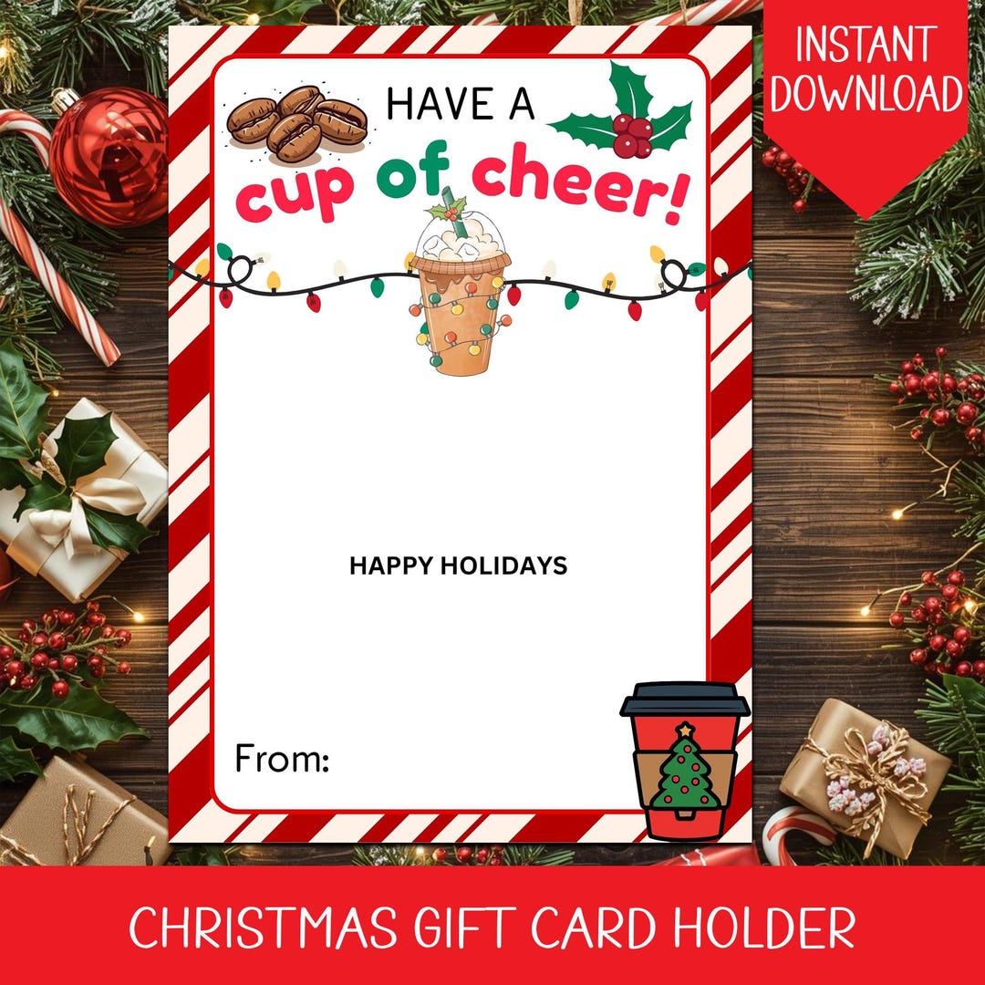 Christmas Gift Card Holder | Printable Coffee Gift Card Holder ...