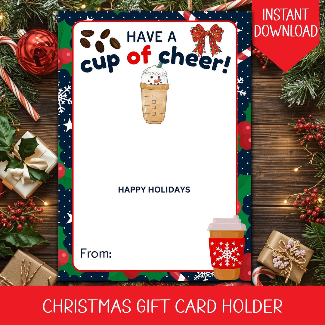 Christmas Gift Card Holder | Printable Coffee Gift Card Holder ...