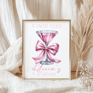 Martini Birthday Sign: Pink Cocktail Party Decor (PDF & JPEG)