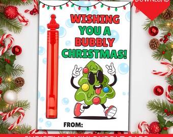 Christmas Mini Bubble Card Printable | Penguin Holiday Classroom Favor | Kids Christmas Party Favor Tag | Instant Download Bubble Holder