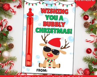 Christmas Mini Bubble Card Printable | Penguin Holiday Classroom Favor | Kids Christmas Party Favor Tag | Instant Download Bubble Holder