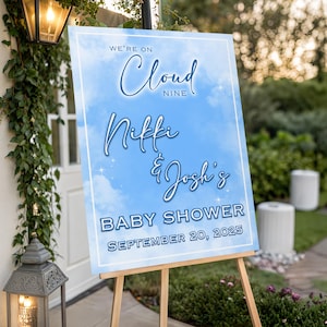 Cloud Nine Baby Shower Welcome Sign | Custom Baby Shower Poster | Blue Sky Cloud Theme | Printable Baby Shower Decor | Gender Neutral