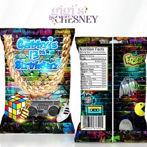 80s 90s Chip Bags | Hip Hop Party Favors | Hip Hop Chip Bags | 80s Party | 90s Party | Throwback Party Favors